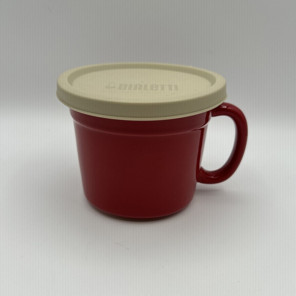 Bialetti Coffee Mug with Lid Red Stoneware 16oz Oven‎ to Table Microwave Safe